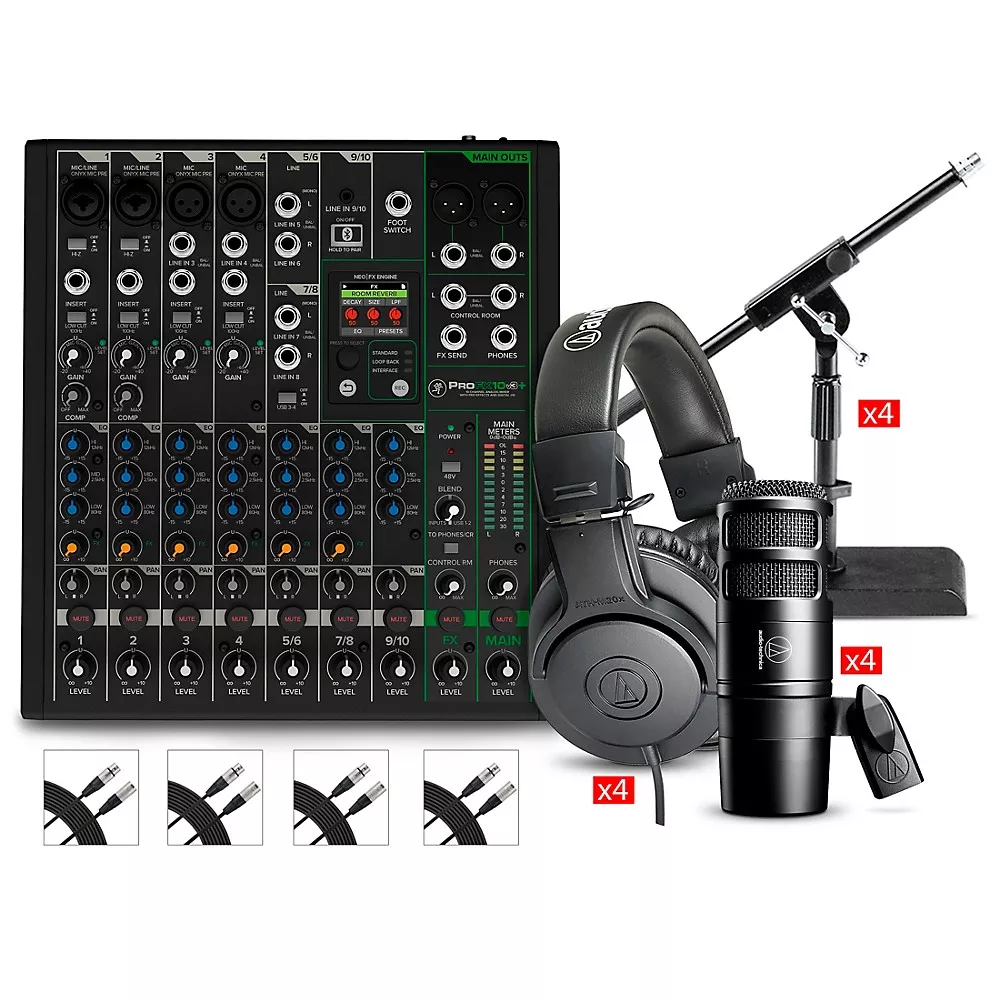 Mackie ProFX10v3+ Content Creator Bundle With AT2040 Microphones & ATH-M20X Headphones