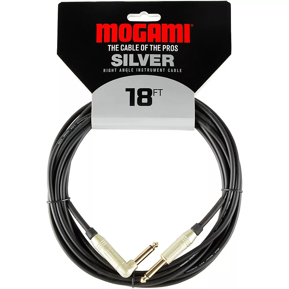 Mogami Silver Right Angle Instrument Cable - 18 ft.