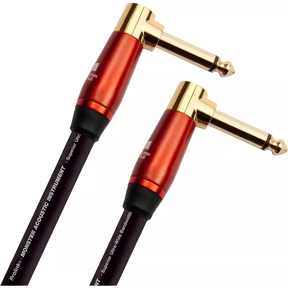 Monster Cable Prolink Acoustic Pro Audio Instrument Cable, Right Angle to Right Angle 8 in. Black