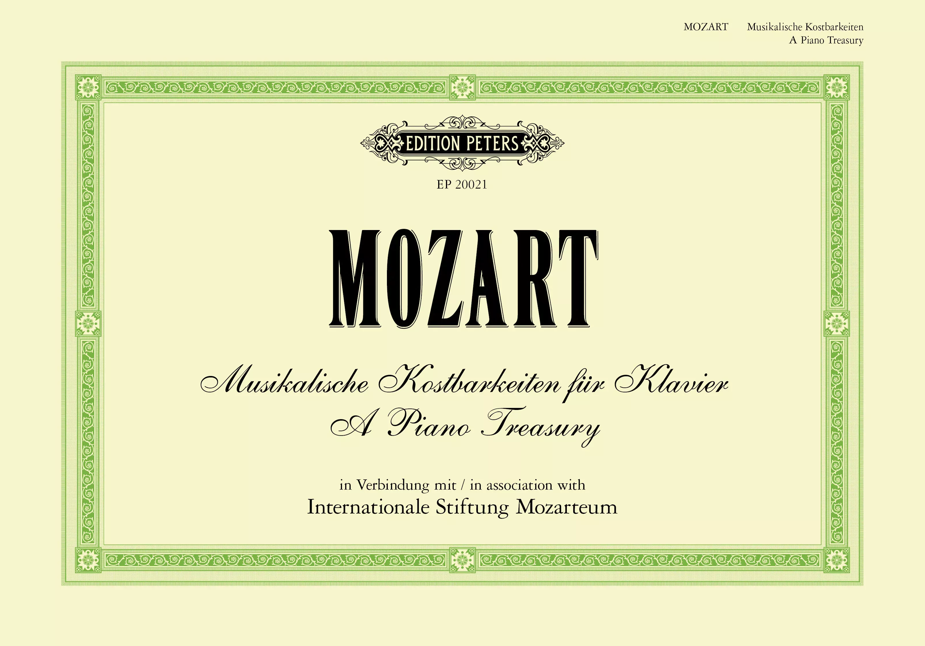 Mozart: A Piano Treasury: Piano Book