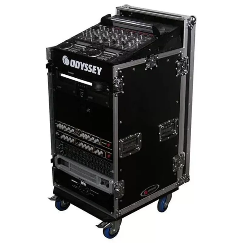 Odyssey FZ1116W – 11U Top Slanted 16U Vertical Pro Combo Rack with Casters