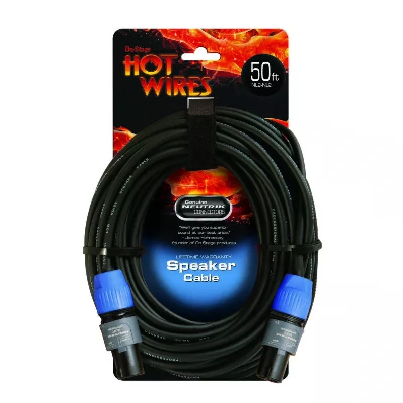 On-Stage SP14-50SS Speakon NL2-NL2 Cable w/ Neutrik Connectors 50′
