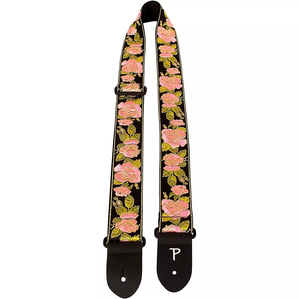 Perri's Premium Jaquard Weaved on Webbing Backing Guitar Strap Pink Rose 2 in.