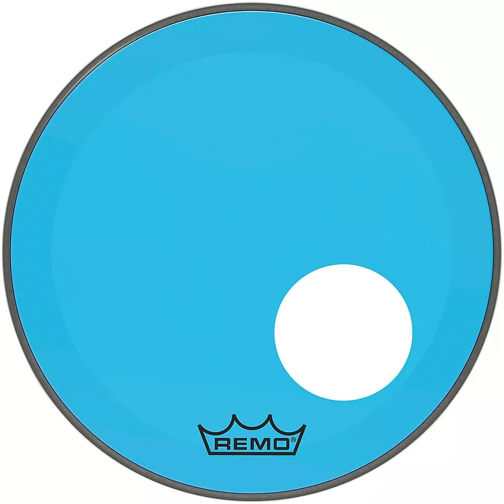 Remo Powerstroke P3 Colortone Blue Resonant Bass Drum Head With 5" Offset Hole 18 in.