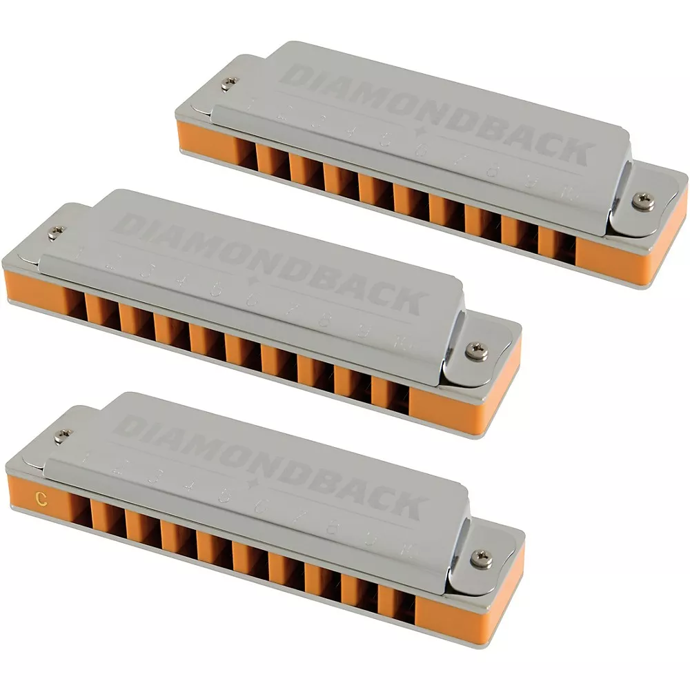 Silver Creek Diamondback Harmonica 3 Pack - Keys A, C and G