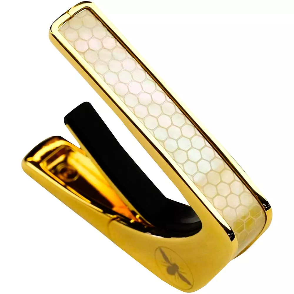 Thalia Premium Series Gold Guitar Capo Vintage Pearl Save the Bees