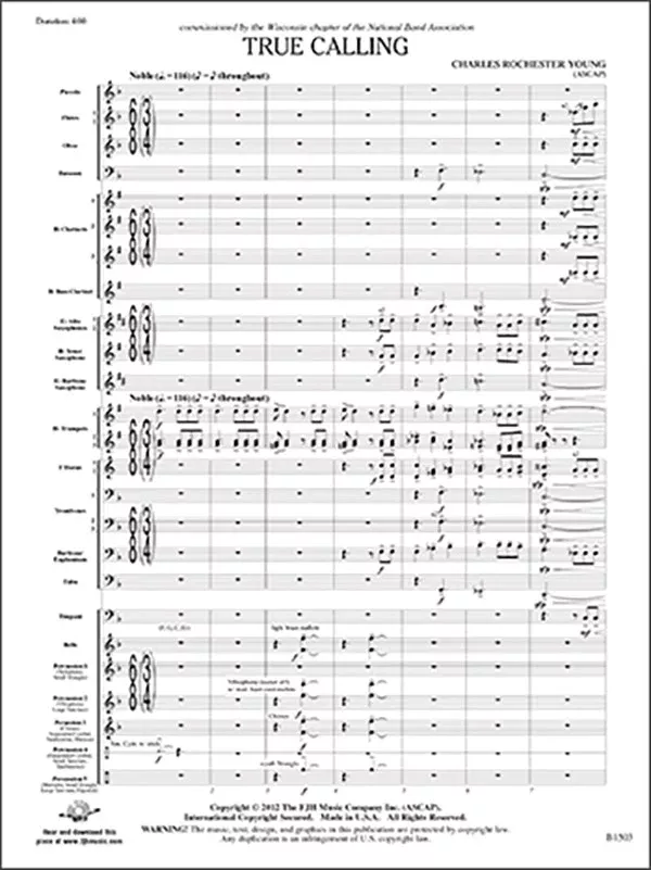 True Calling: Concert Band Conductor Score & Parts