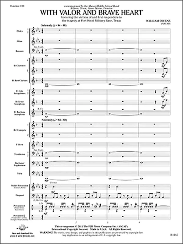 With Valor and Brave Heart: Concert Band Conductor Score & Parts