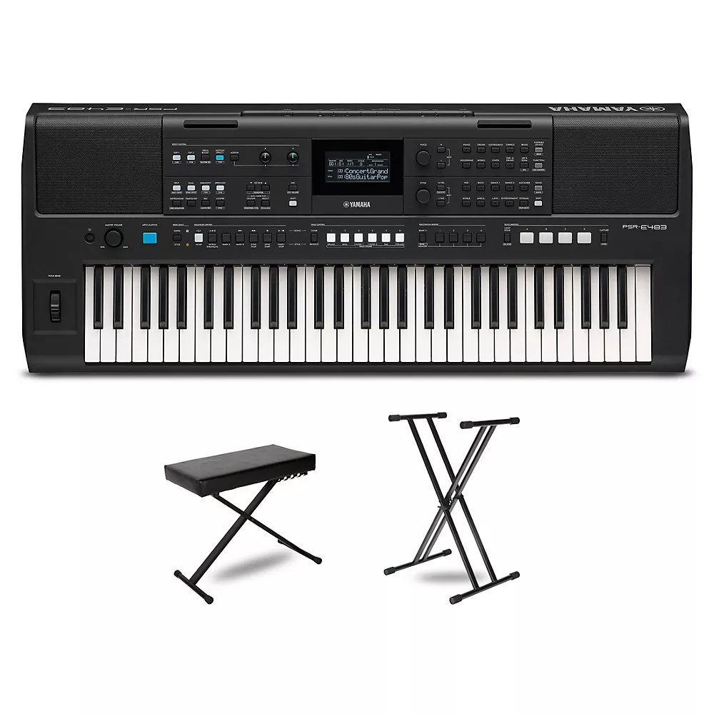 Yamaha PSR-E483 High-Level Portable Keyboard Package Essentials Package
